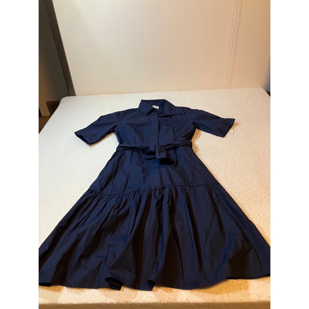 Calvin Klein Navy Blue Short Sleeve Tiered Shirt Dress Size 2 NEW
